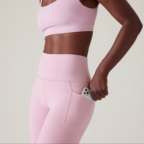 Athleta Salutation Stash High Rise Mesh 7/8 Legging Begonia Pink Size Large NWT - Picture 6 of 7